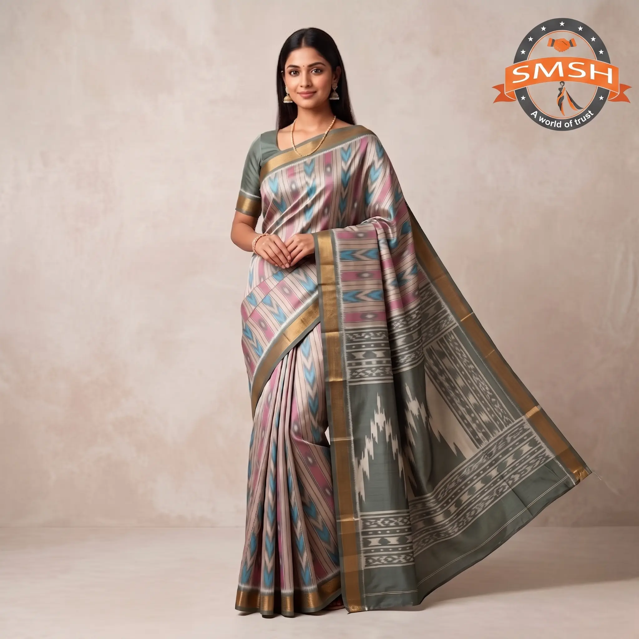 Multi Color Fancy Ikat Silk Saree